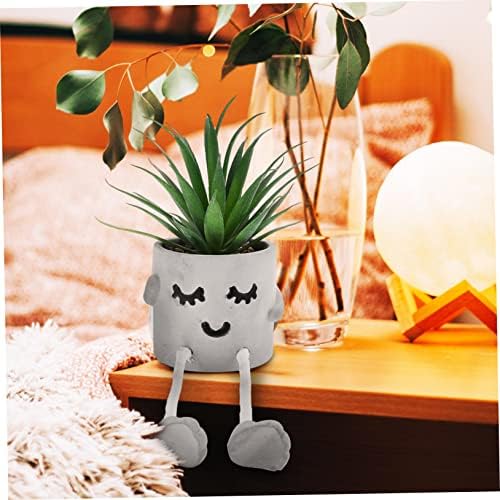 STOBAZACute Expression Potted Fake Succulent Decor for Home Office