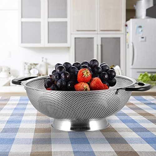 Tiawudi 5-Quart 188 Stainless Steel Colander with BPA Free Handles