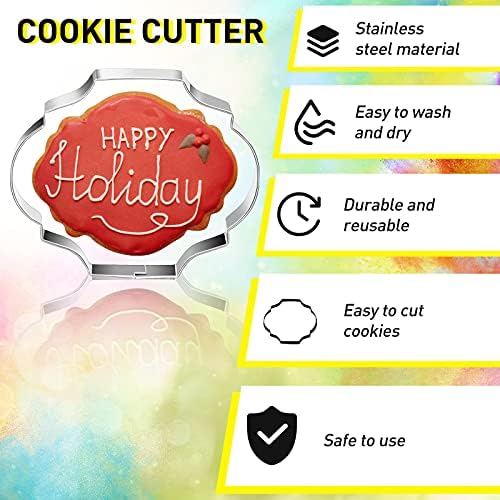 10 Piece Plaque Frame Cookie Cutter Set with 6 Sugar Stirring Pins