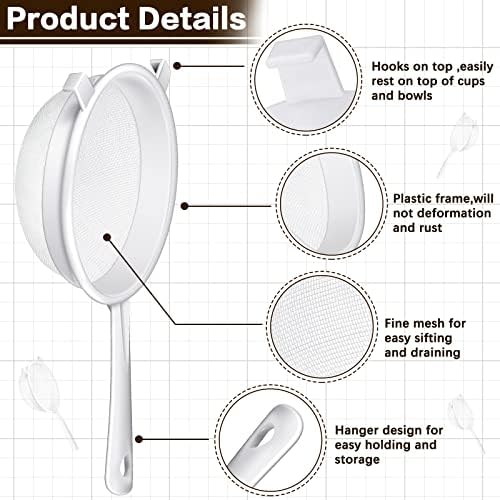 3-Piece Fine Mesh Strainer Set with Handles for Baking Cooking