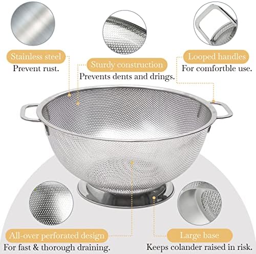 BellemainHigh-Quality 5 Qt Metal Colander with Handle