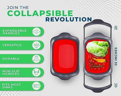Collapsible Silicone Colander XL Large Kitchen