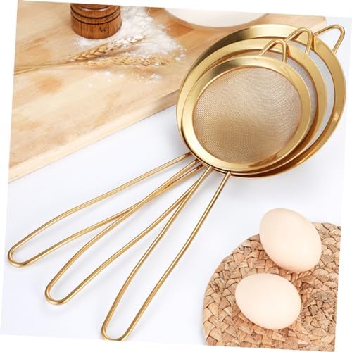 3-Piece Ergonomic Stainless Steel Mesh Strainer Set for Kitchen Use