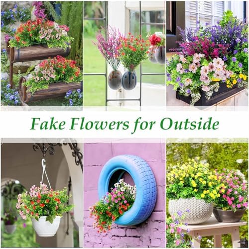 20-Bundle Artificial Fake Flowers for Outdoor Use