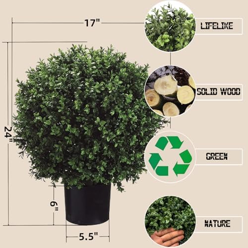 Real Touch Leaves Artificial Topiary Trees Set of 2