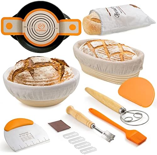 AngadonaBountiful Sourdough Proofing Basket Set with Donation Tools for Crispy Tasty Bread