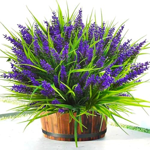 Lavender Artificial Plants with UV-Resistant Fake Flowers for Home Garden