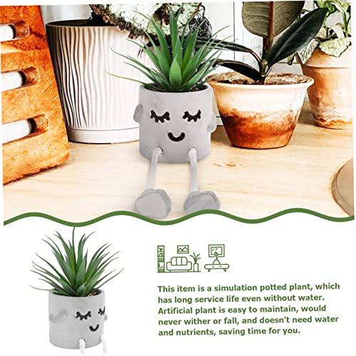 STOBAZACute Expression Potted Fake Succulent Decor for Home Office