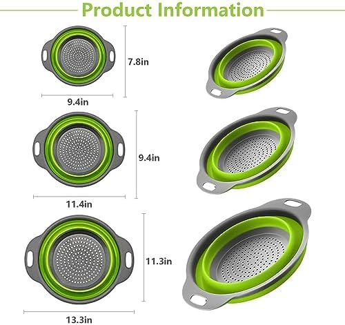 Collapsible Colander Set 3-Piece Heat-Resistant Kitchen Essentials