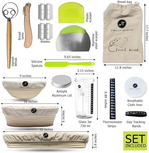 Banneton Bread Proofing Basket Set for Sourdough Baking
