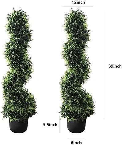Stylish Cedar Spiral Topiary Set