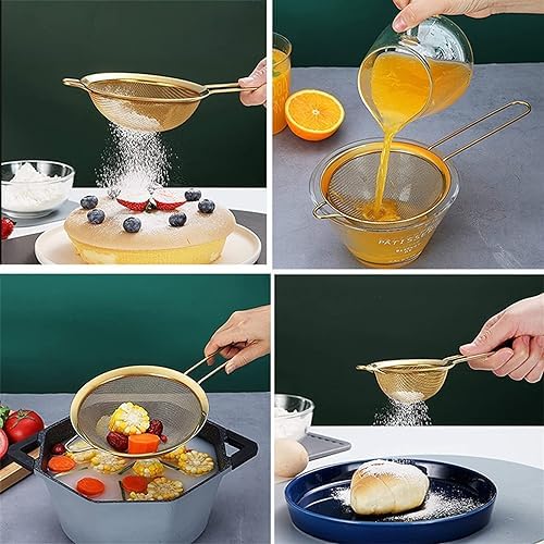 Portable Mesh Strainer - Stainless Steel Colander Gold