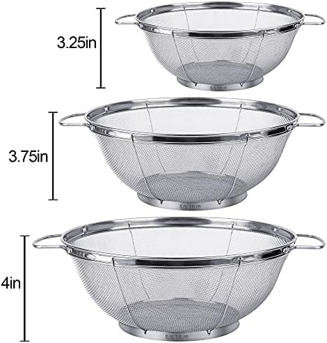 Strainless Steel Colander 3-Pack Perfect for Kitchen Uses