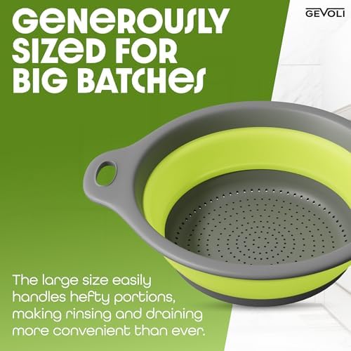 Collapsible Kitchen Colander with Self-Draining Base 5 Qt Set