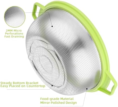 3 Qt Stainless Steel Colander with Micro porous Handle Kitchen Tool