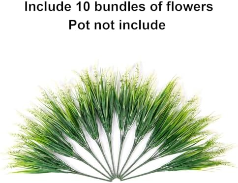 HyeFlora Artificial White Monkey Grass Plants 10 Bundles