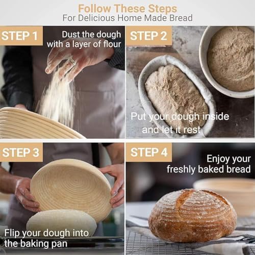 Sourdough Proofing Basket Set for 10-inch Ovals 2-Piece