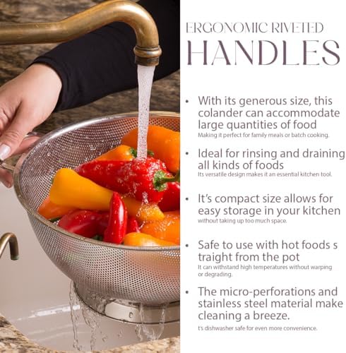 BellemainHigh-Quality 5 Qt Metal Colander with Handle
