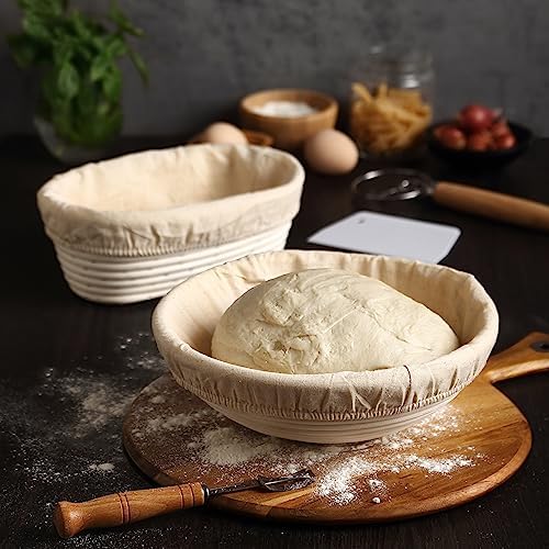 10 Round Banneton Basket with Liner Natural Rattan Premium Bread Making Tool