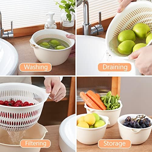 Double Layer Kitchen Colander Set with Bowl Strainer
