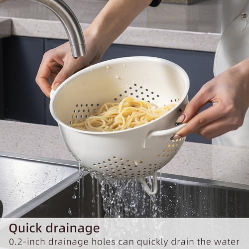 Rust-Proof 5-Quart Metal Colander with Double Handles for Kitchen Use
