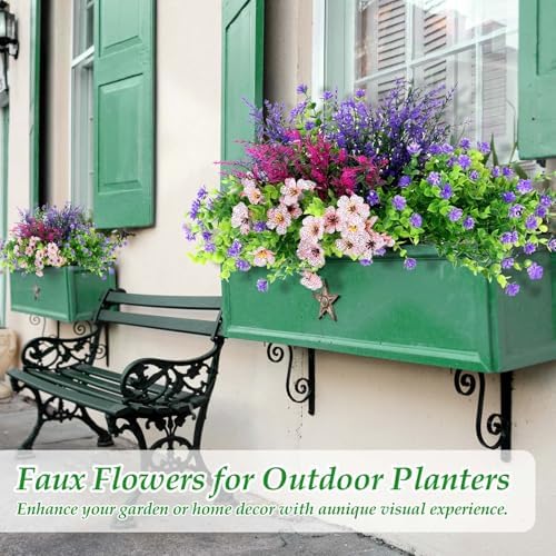 20-Bundle Artificial Fake Flowers for Outdoor Use