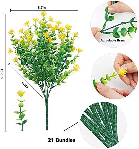 21 Bundles Fake Outdoor Plants UV Resistant
