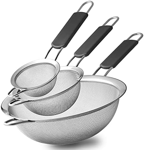 Premium 3-Piece Stainless Steel Strainers with Insulated Handles
