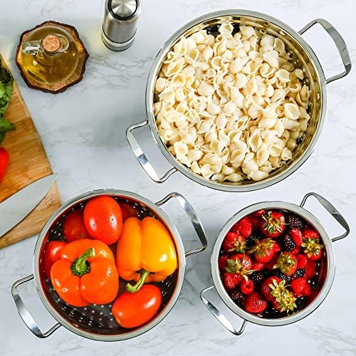 OVENTE Premium Stainless Steel Colander Set of 3