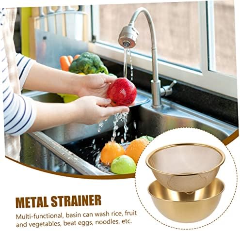 2-Piece Set of Stainless Steel Rice Strainer and Colander