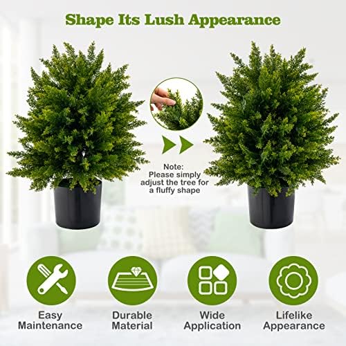 Goplus 215 Artificial Cedar Tree Set of 2