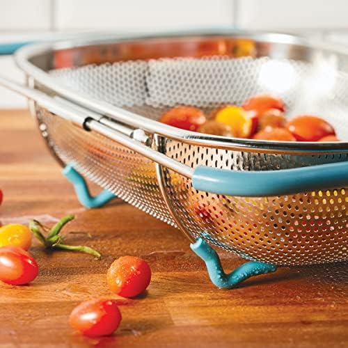 Rachael Ray 45 Quart Over-the-Sink Colander with Agave Blue Handles
