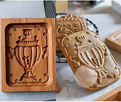 SNOOSZ Wooden Cookie Mold - Trophy Flower Basket Shape for Cakes