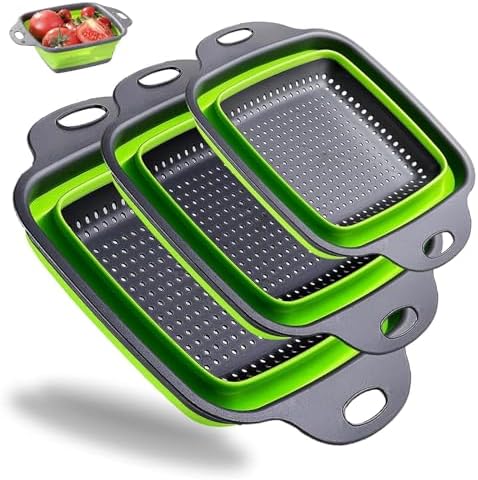 3 Set Collapsible Silicone Kitchen Strainer 3 Sizes