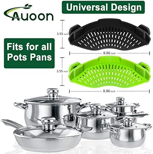 Compact Clip-On Strainer Set - Heat-Resistant dishwasher Safe 2PACK BlackGreen