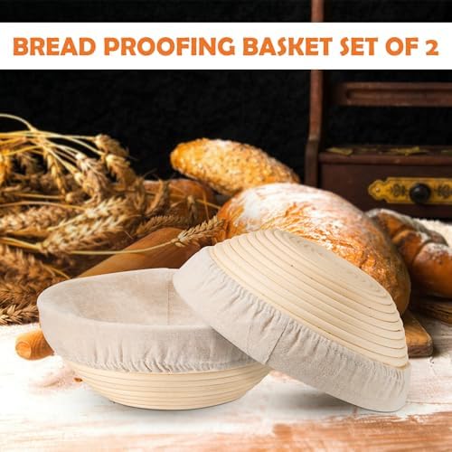 E-far Sourdough Proofing Basket Set - 9-Inch Round Durable Safe