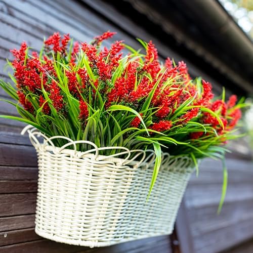 20-Bundle Fake Lavender Outdoor Flowers UV-Resistant for Deck Backyard