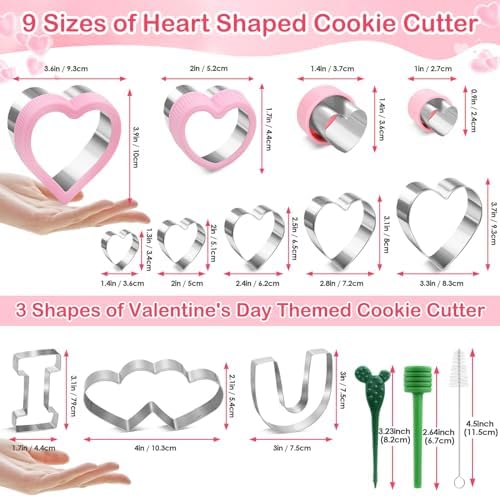 Sturdy Heart Cookie Cutter Set for Valentines Day Easy to Use Durable