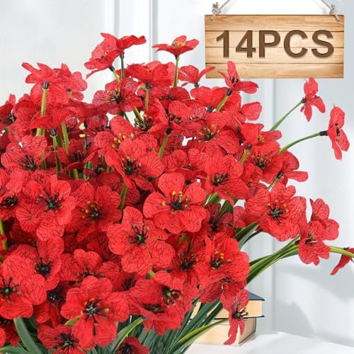 Hananona 14-Pack Red Artificial Flowers