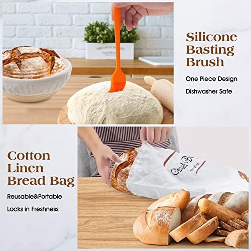 AngadonaBountiful Sourdough Proofing Basket Set with Donation Tools for Crispy Tasty Bread
