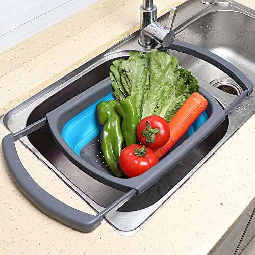 QiMH Colander Collapsible 6-Quart Kitchen Strainer with Extendable Handles