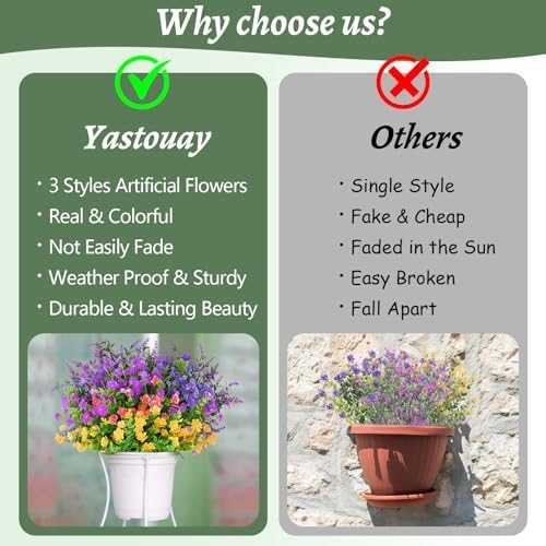 Yastouay 9 bundles artificial flowers for outdoor decoration