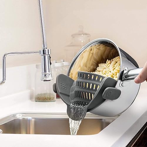 Kitchen Gizmo Snap N Strain - Silicone Colander Clip-On - Heat Resistant