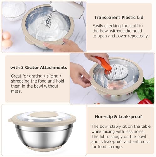 TeamFar Multi-Purpose Colander Set with Graters Khaki