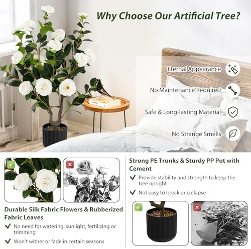 Goplus Camellia Tree 2-Pack Synthetic Artificial Tree