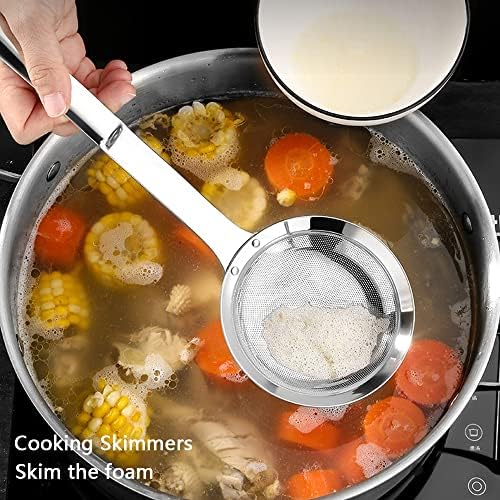 3-Pack Stainless Steel Strainers with Handle for Cooking Baking