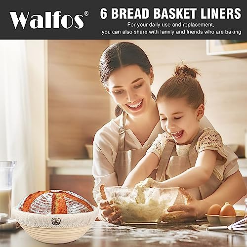 Walfos Bread Proofing Basket Liner 6 Pack 10 Inch Round