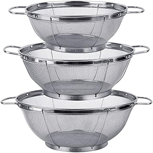 Strainless Steel Colander 3-Pack Perfect for Kitchen Uses