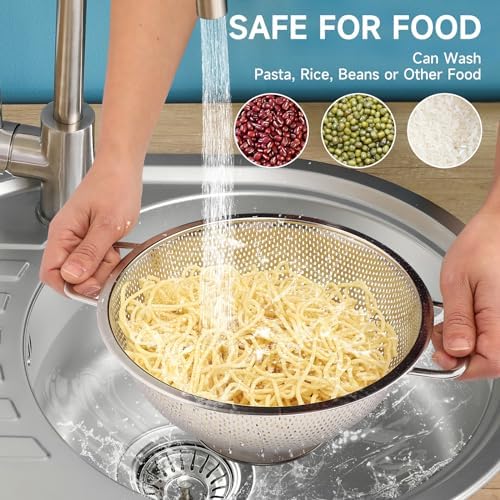 Sturdy 3QT Stainless Steel Colander with Handle for Kitchen Use