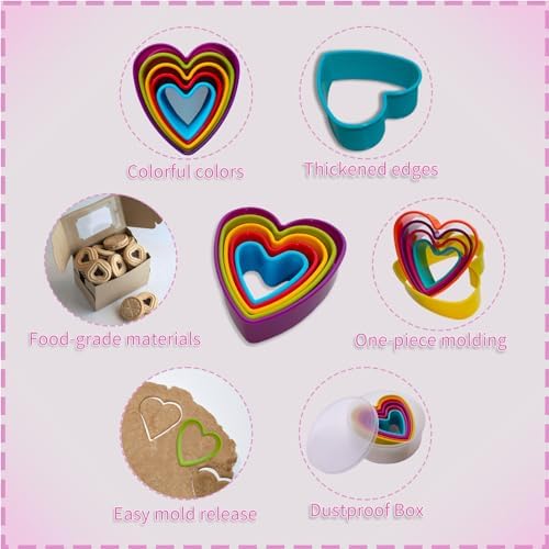 5 Piece Heart Cookie Cutter Set for Baking Delightful Heart-Shaped Cookies